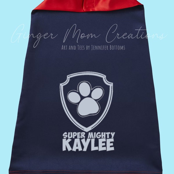 Personalized Reversible Reflective Super Mighty Pups Toddler Cape