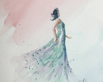 Mystery Woman Original Watercolor