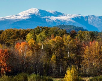 Snow capped Mount Washington - Panoramic Mountain Photo Print