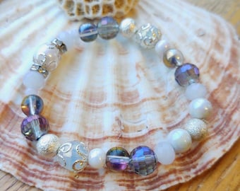 MERMAID stone bracelet, mermaid glass bracelet, Swarovski crystal bracelet, Christmas gift for her, Valentines gift for her