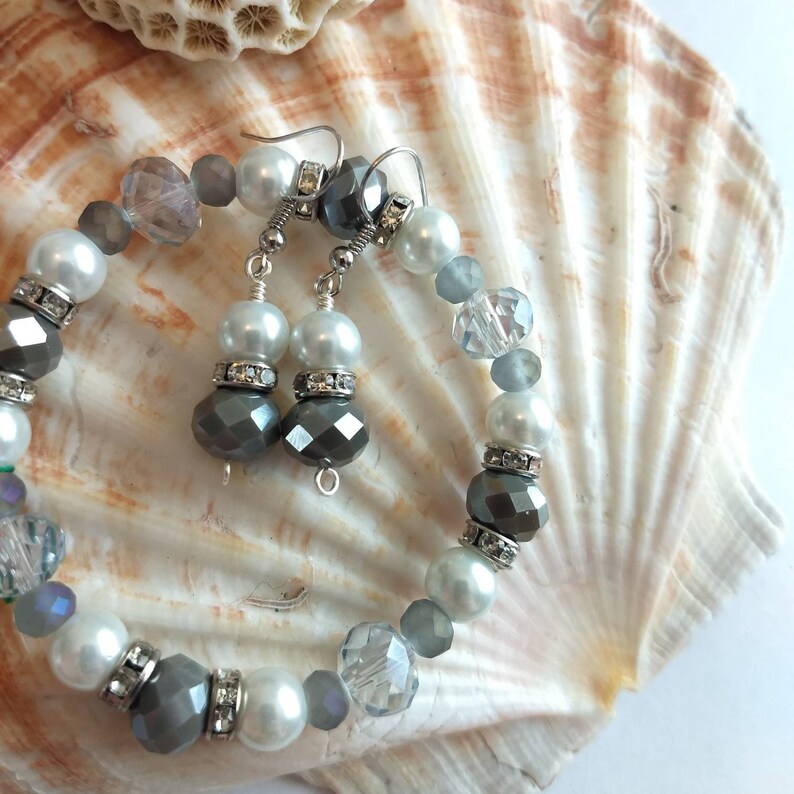 Silver Bead Drop Earrings, Silver and Pearl Earrings, Minimalist