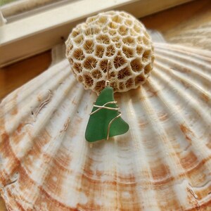 Green sea glass pendant, Okinawan sea glass pendant, wire wrapped sterling silver, Sea glass jewelry, Christmas gift for her