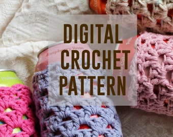 Granny Square Can Koozie Crochet PATTERN ONLY / Digital Download