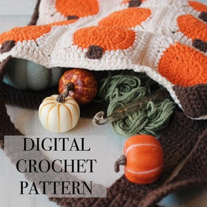 Pumpkin Granny Square Tote Crochet PATTERN ONLY / Digital Download