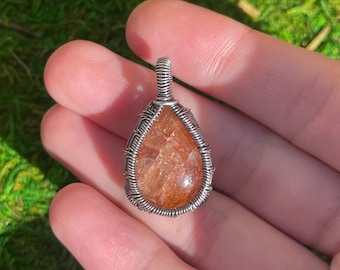 Silver Wire Wrapped Sunstone