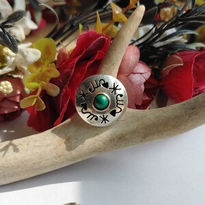 Vintage Mexiko Taxco Sterling Silber Ring - Modernistischer Stil - MCM Mexikanischer Schmuck - Malachit Kuppel Design - Ringgröße 7 US