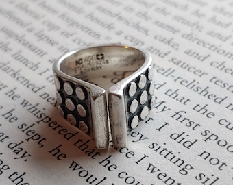 Vintage Norway Anna Greta Eker sterling silver Knotts Ring - Modernist design - Art deco style - Norway silver ring- Denmark silver -