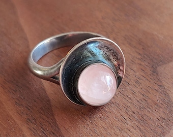 Vintage Niels Erik From silver rose Quartz ring - Denmark modernist silver- Scandinavian silver - MCM jewelry - Denmark N.E. From - silver