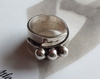 Vintage David Andersen 3 ball Sterling silver Ring - Scandinavian silver ring - Norwegian silver ring - Mid century jewelry - 1960s