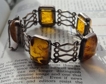 Vintage German 800 Silver Chain Bracelet - Jugendstil Style