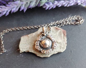 Georg Jensen Necklace with pendant - 2002 Heritage collection - sterling silver 925S - Modernist design - Flower motif