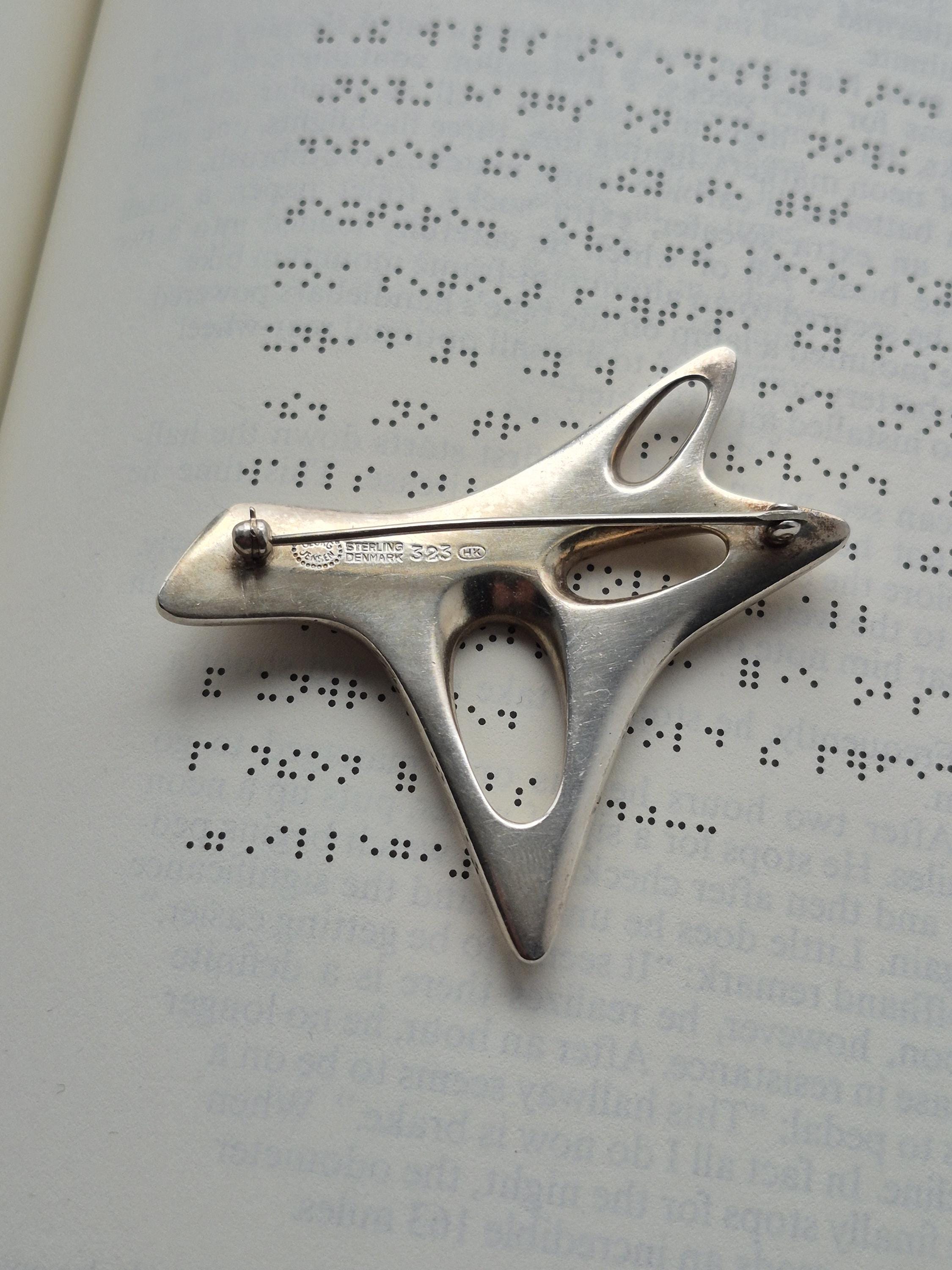 Vintage Georg Jensen Silver & Enamel Abstract Brooch #323