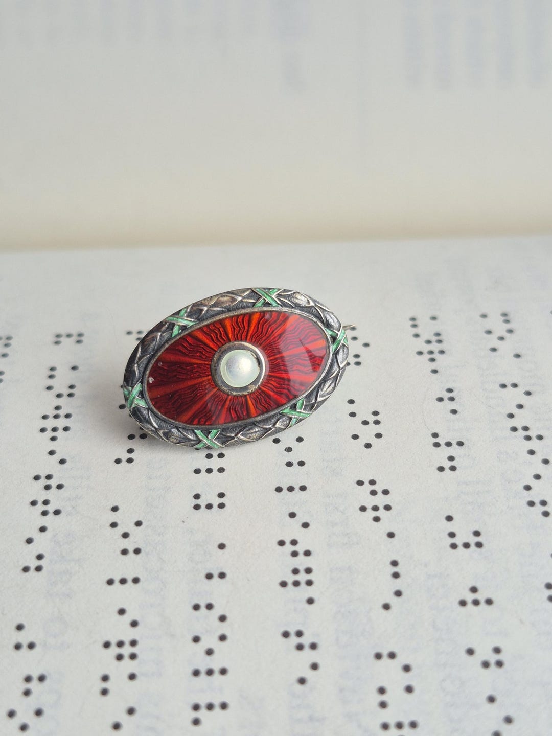 Rare Vintage Norway Marius Hammer Silver Enamel Brooch | Norway