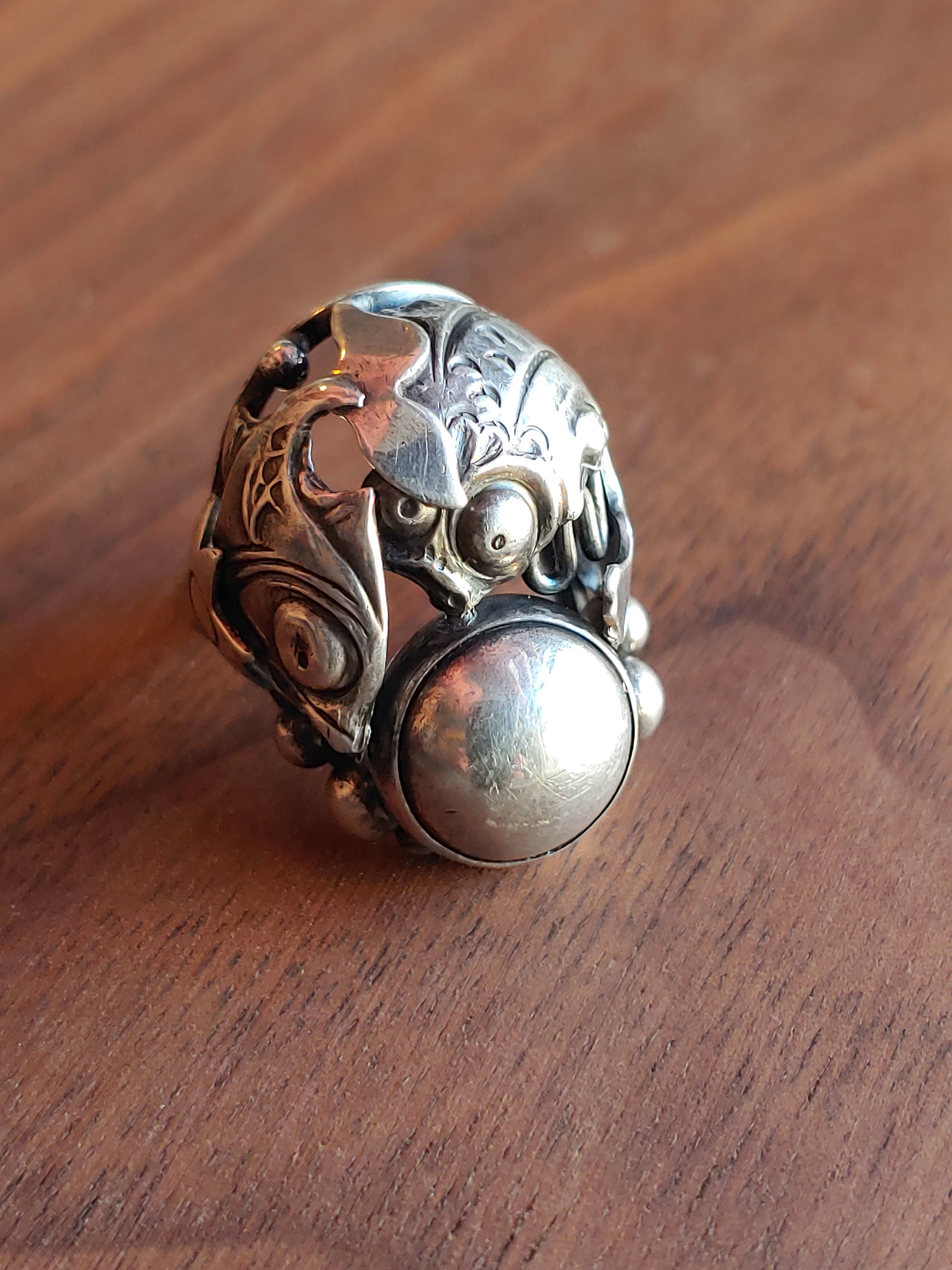 Vintage Niels Erik From silver koi ring - Denmark modernist silver- Scandinavian silver - MCM jewelry - Denmark N.E. From - fish ring