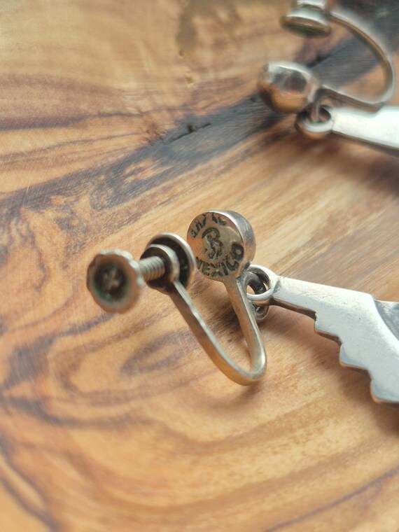Vintage Taxco Bernice Goodspeed geometric tribal screw back earrings | Taxco Silver View 6