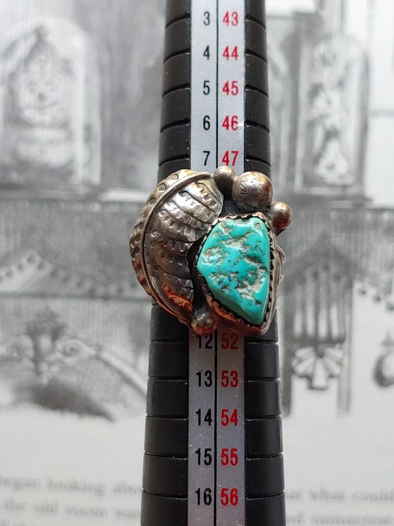 Vintage Navajo 1970s Sterling Silver turquoise Ring -… - Gem
