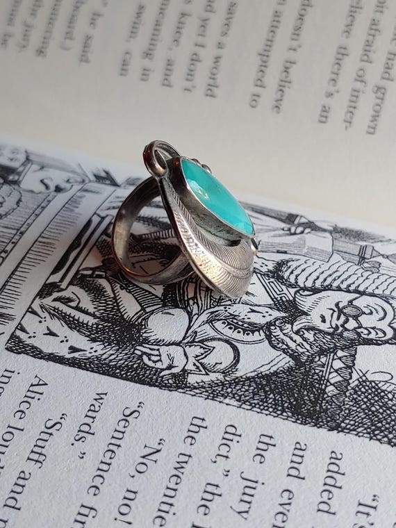 Vintage Navajo 1970s Sterling Silver turquoise Ring -… - Gem