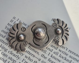 Broche precolombino vintage de plata 980 de Taxco / Plata Taxco / Plata de ley / Motivo de plata / Broche de plata Taxco