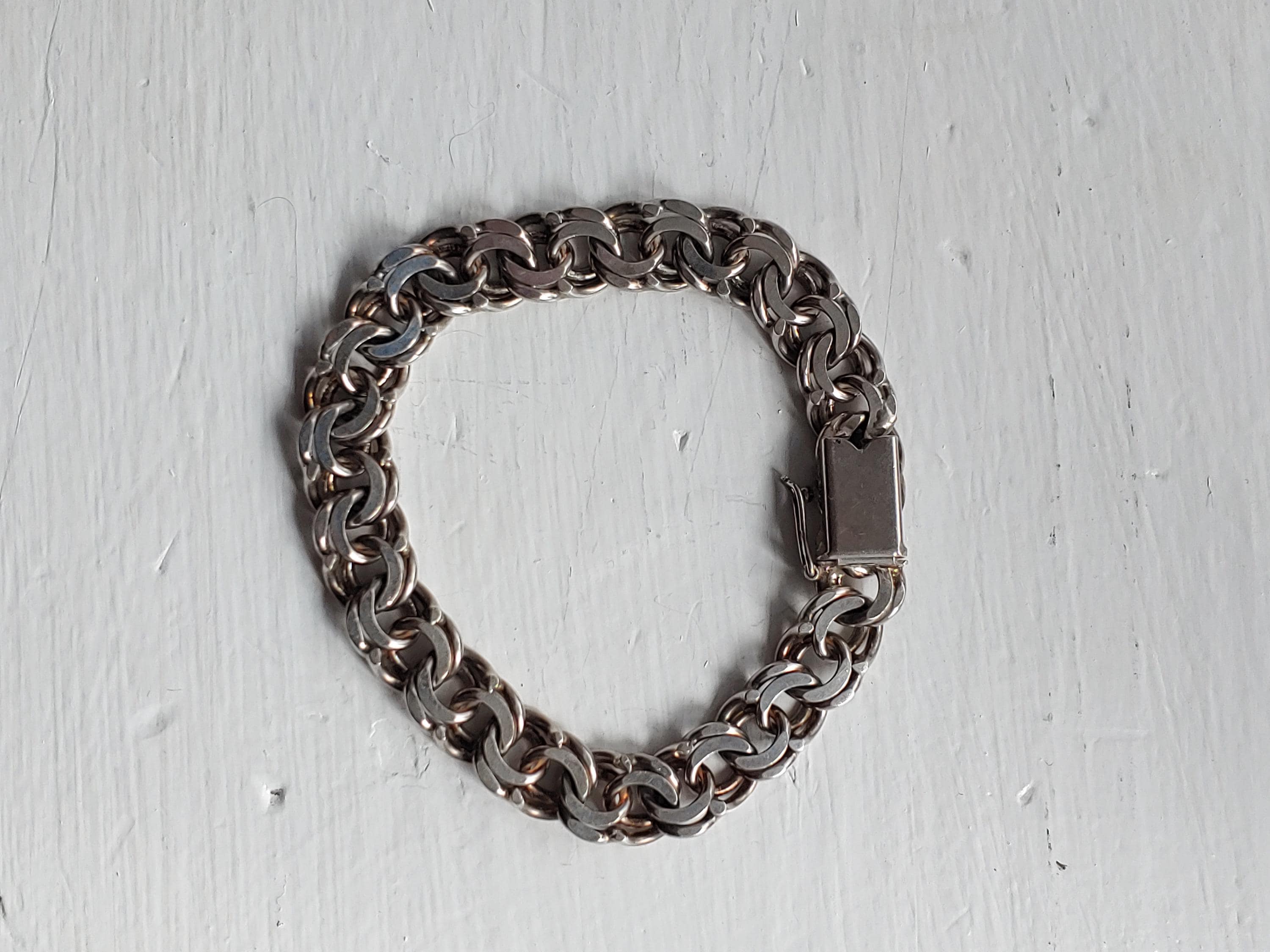 アクセサリー 60s German Vintage Double Chain Bracelet 1960's Monet Mid Century Vintage Silver Tone Double Link