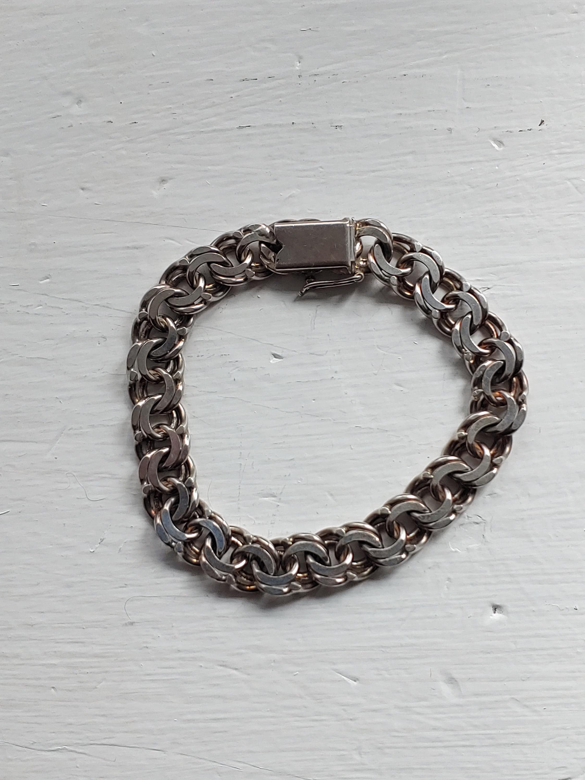 Vintage German 800 Silver Chain Bracelet - Jugendstil Style