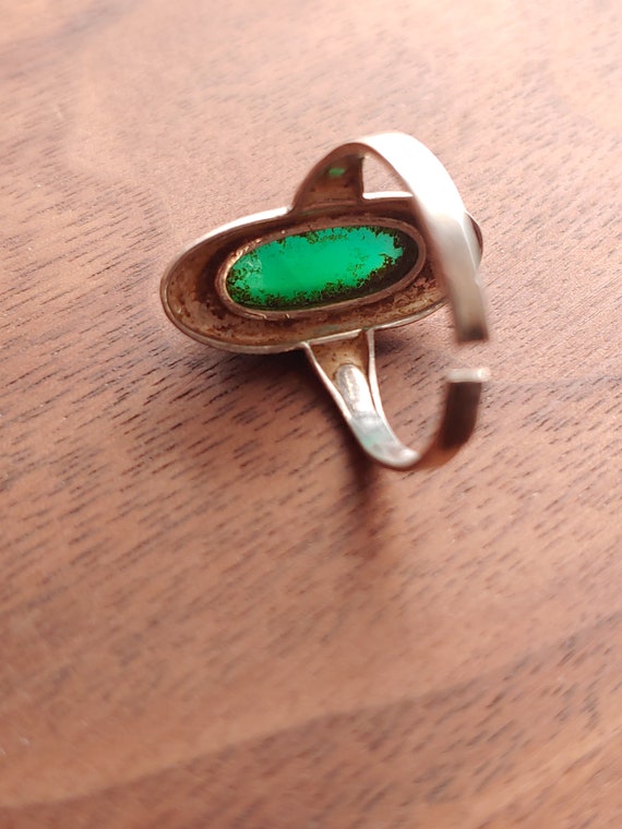 Vintage Art Deco Chrysoprase 835 silver ring - Ju… - image 9