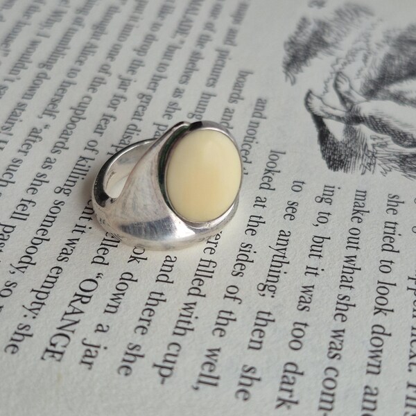 Anillo vintage de plata Howelite de Niels Erik From - Plata modernista de Dinamarca - Plata escandinava - Joyas MCM - Dinamarca N.E. From