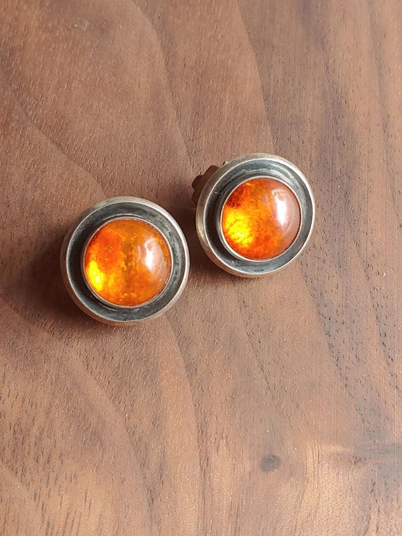 Vintage Niels Erik From silver amber clip earring… - image 1