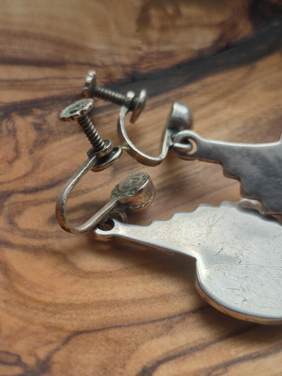 Vintage Taxco Bernice Goodspeed geometric tribal screw back earrings | Taxco Silver View 4