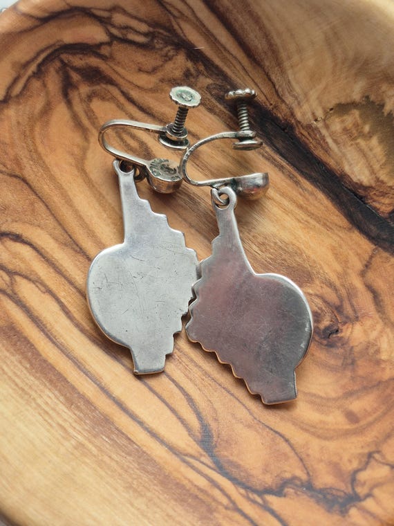 Vintage Taxco Bernice Goodspeed geometric tribal screw back earrings | Taxco Silver View 3