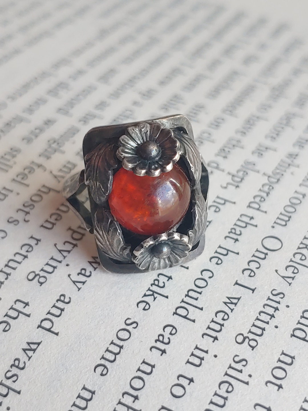 Broche Vintage En Argent Massif Et Ambre - Design NIELS ERIK FROM DENMARK - Occasion - Bijou De Collection