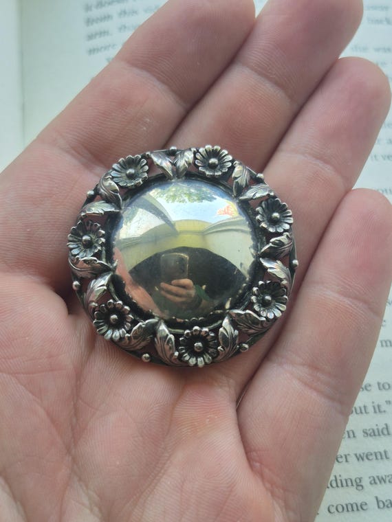 Broche Vintage En Argent Massif Et Ambre - Signée Niels Erik From Denmark, Occasion