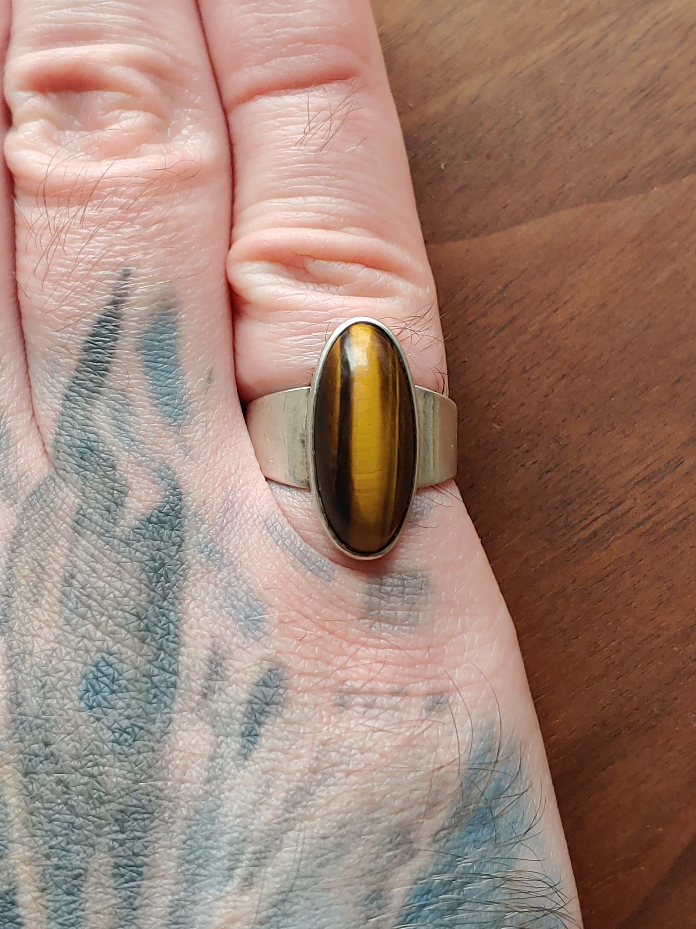 【最終値下げ】Tiger Eye Ring / Niels Erik From Vintage Niels Erik From Silver Tigers Eye Ring - Denmark