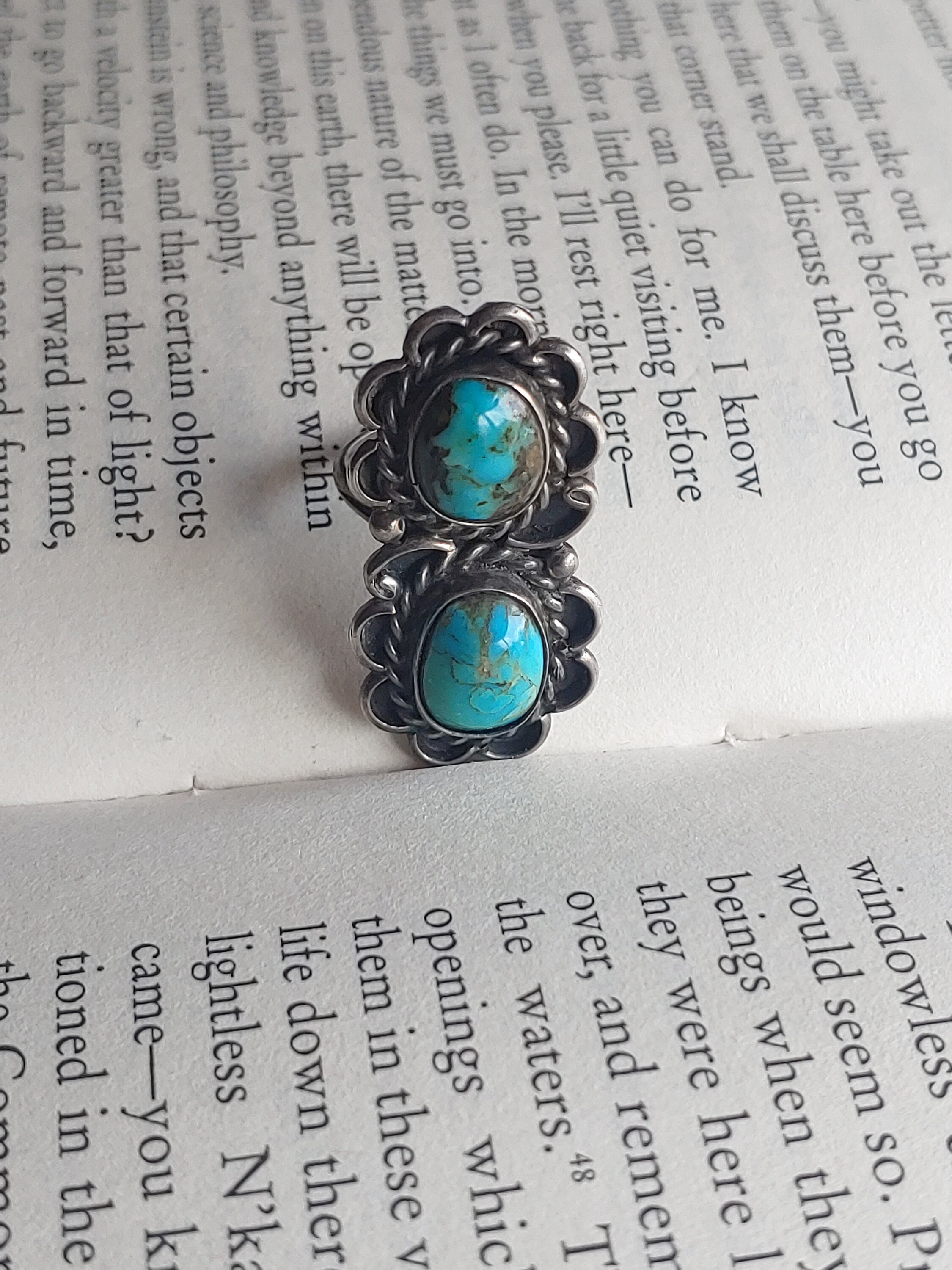 Vintage Navajo 1970s Sterling Silver Turquoise Ring - Boho Style - Ring ...