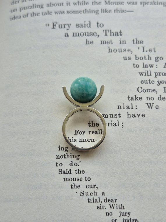 Vintage Hans Hansen sterling silver amazonite ring  | #38 Hansen | - Denmark silver ring | Modernist silver amazonite ring | Denmark
