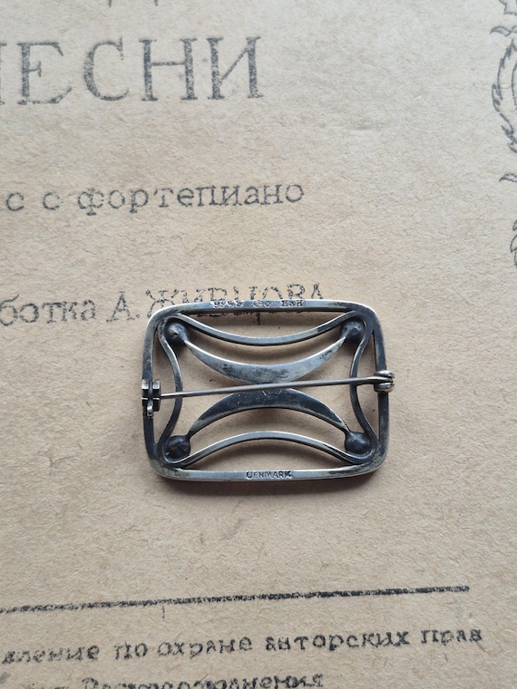 Vintage Denmark Hans Hansen 925 Silver Modernist Cres… - Gem