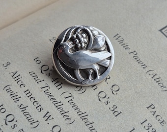 Broche vintage de plata Georg Jensen con paloma y uvas nº 212 / Plata danesa / Georg Jensen / Broche floral modernista / Broche floral danés