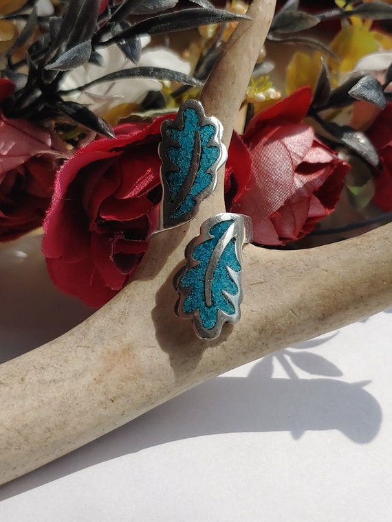 Vintage Mexican Taxco turquoise leaf ring - Modern