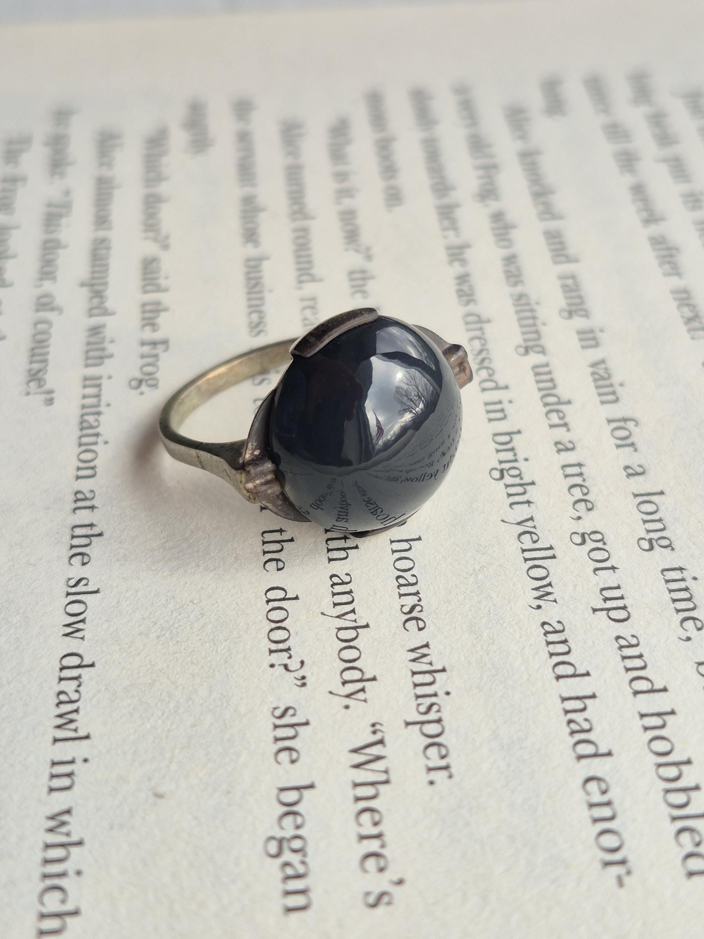 Bague Ancienne Art Déco En Argent 800/1000 Avec Onyx - Taille 56 - Occasion - Bon état