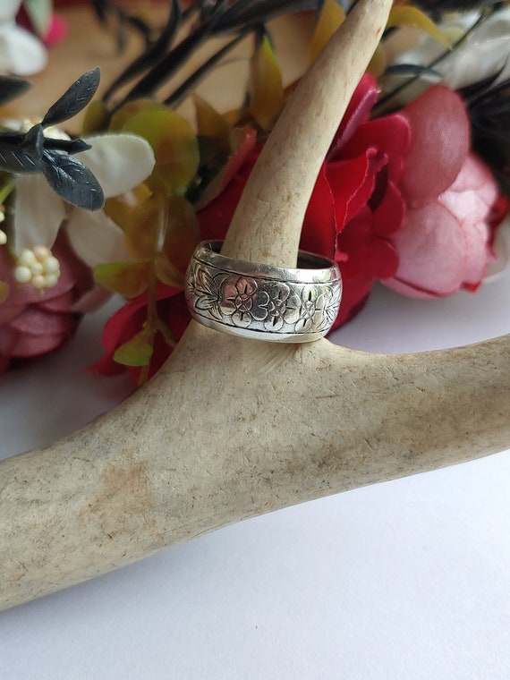 Vintage Niello style Russian Ring - Niello silver 