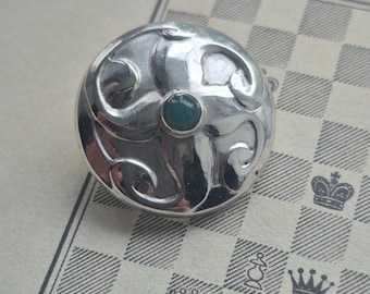 Broche antiguo raro de plata con crisoprasa de Georg Jensen n.º 56 / Plata danesa / Broche de plata danesa / Broche modernista / Broche de Georg Jensen
