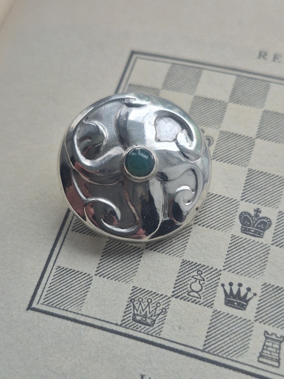 Rare antique Georg Jensen silver chrysoprase brooch #56 | Denmark Silver | Denmark silver brooch | Modernist brooch | Georg Jensen brooch