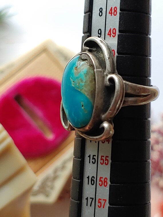 Vintage Navajo Sterling Silver turquoise Ring - B… - image 6