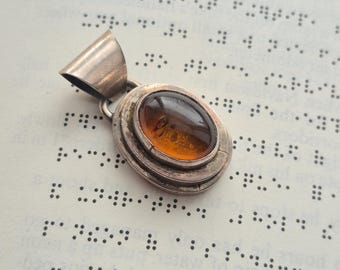 Vintage Navajo Robert Johnson Silber Bernstein Anhänger | Boho-Stil | Navajo Silber Anhänger | Southwestern Silber Anhänger