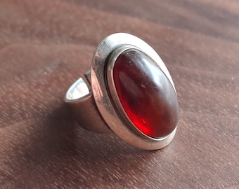 Vintage Niels Erik From silver amber ring - Denmark modernist silver- Scandinavian silver - MCM jewelry - Denmark N.E. From