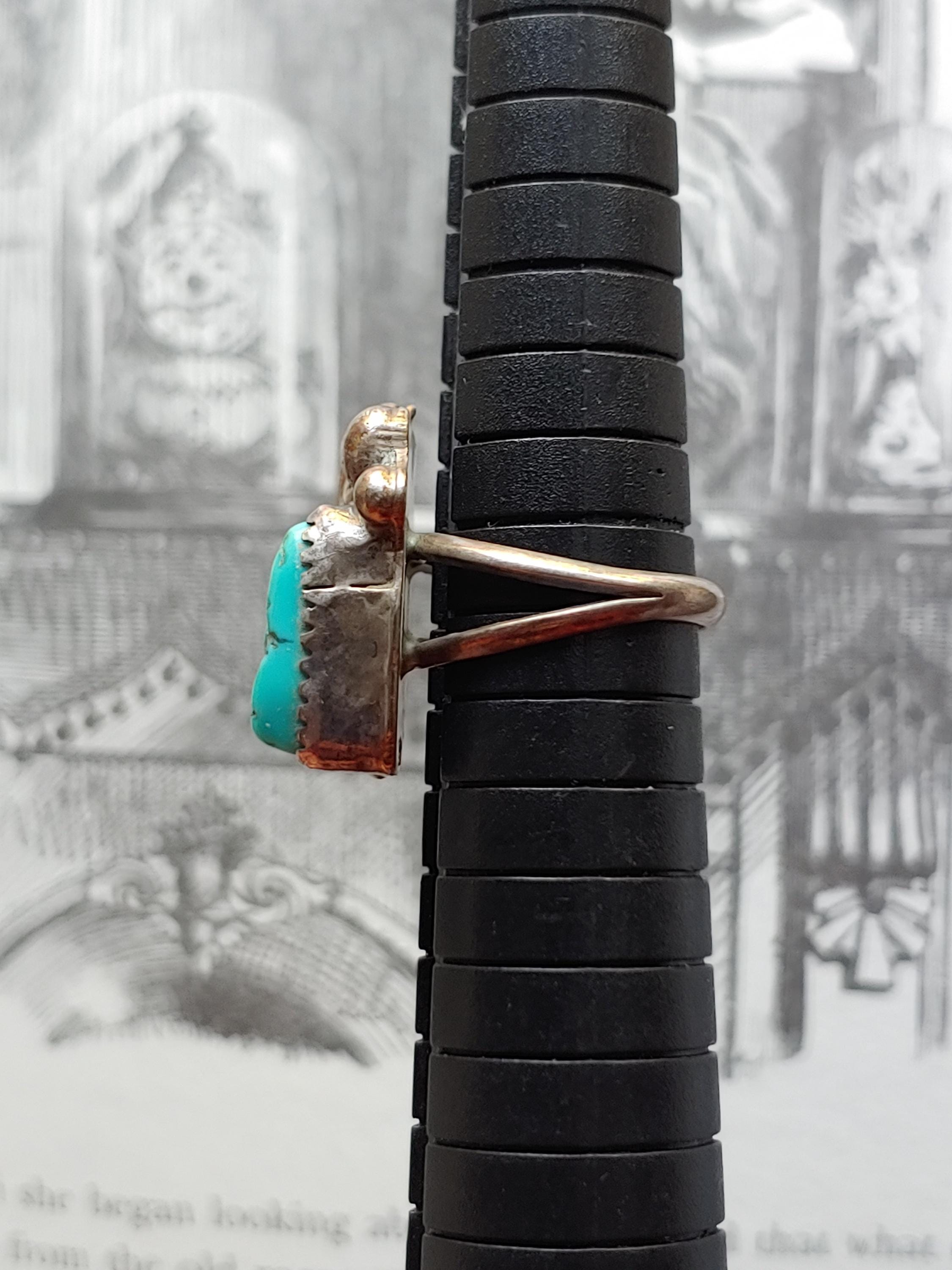 Vintage Navajo 1970s Sterling Silver Turquoise Ring - Boho Style - Ring ...