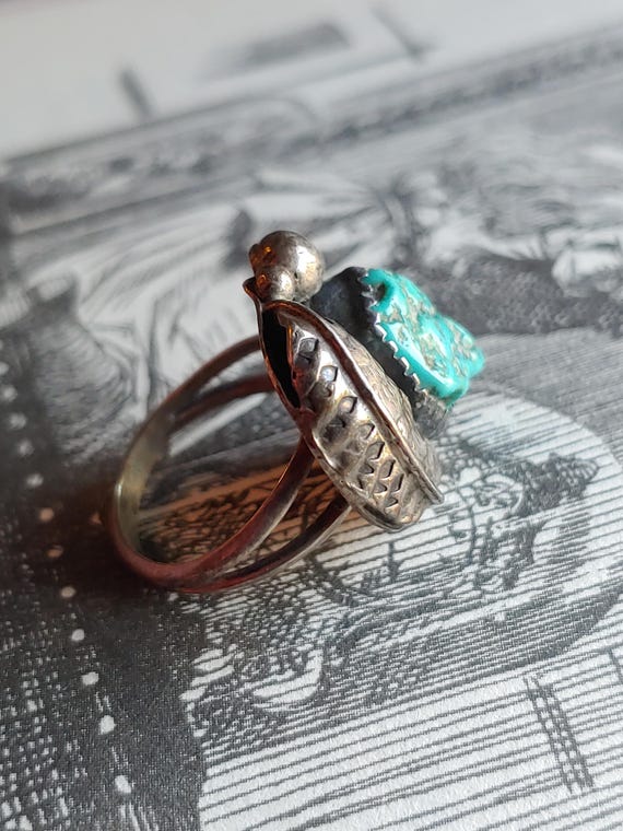 Vintage Navajo 1970s Sterling Silver turquoise Ring -… - Gem