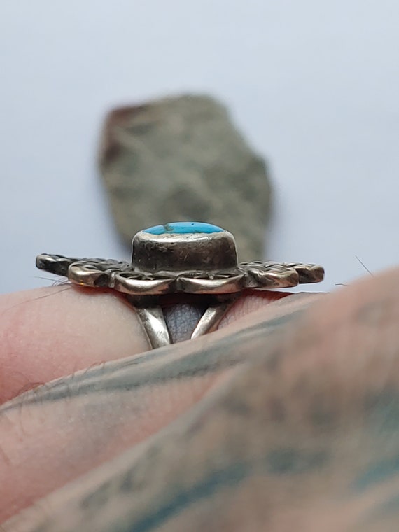Vintage Mexican Taxco Turquoise ring- Boho style … - image 6