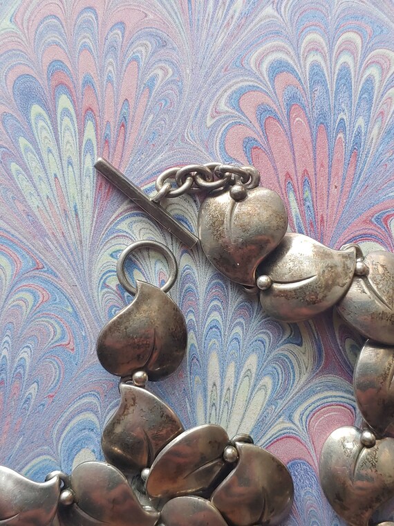 Vintage Niels Erik From, Sterling Danish Modernist Leaf Bracelet 7 3/4