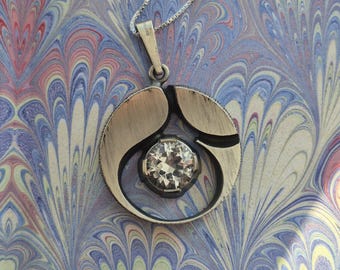 Vintage Karl Laine Finnish silver modernist crystal necklace- Finnish modernist - Sterling silver 925 - Scandinavian silver - 1977- MCM