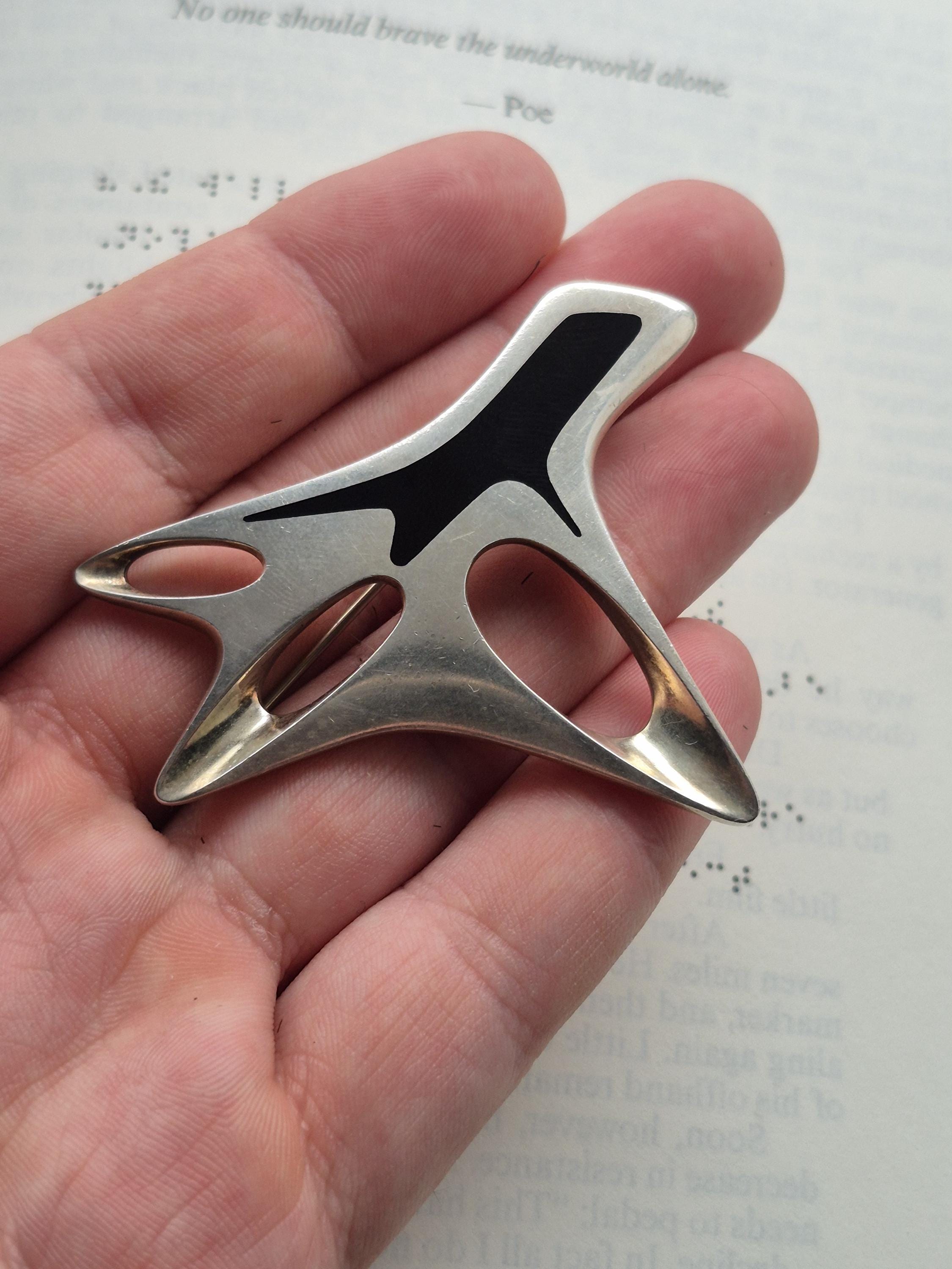 Vintage Georg Jensen Silver & Enamel Abstract Brooch #323